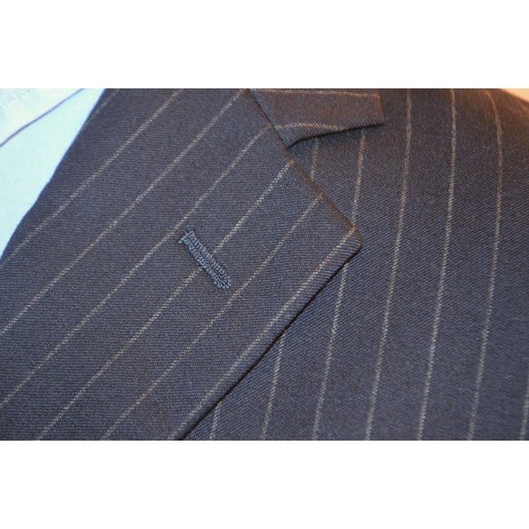 J. CREW Men's 3 Button 100% Wool Navy Pinstripe Sport Coat Blazer 38R EUC - Picture 5 of 9